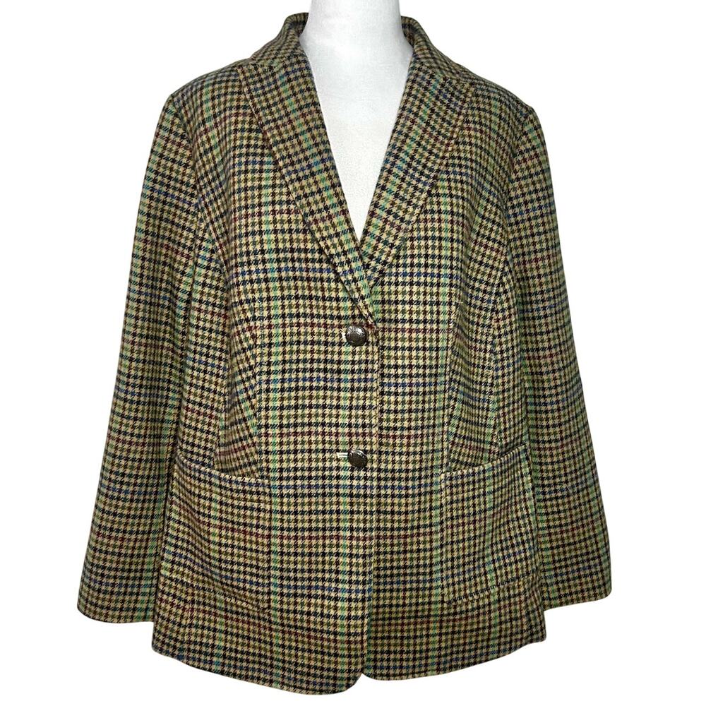 Vintage Talbots Wool Plaid Tweed Blazer Light Academia Classic Heritage 14 W - Picture 2 of 11